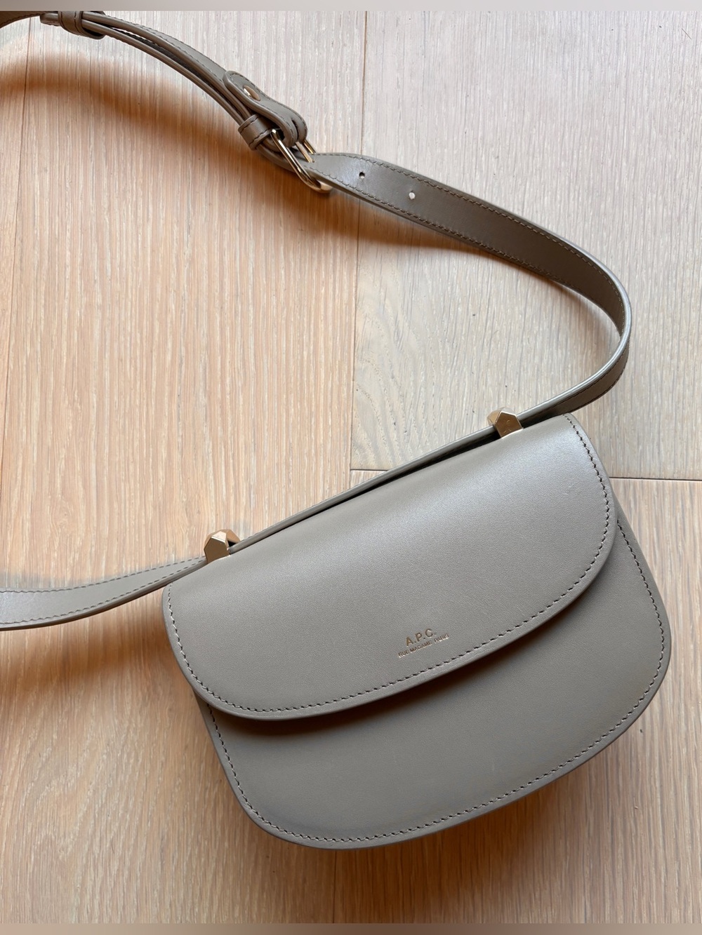 A.P.C. Genève Grey/Taupe Leather Crossbody Shoulder Bag